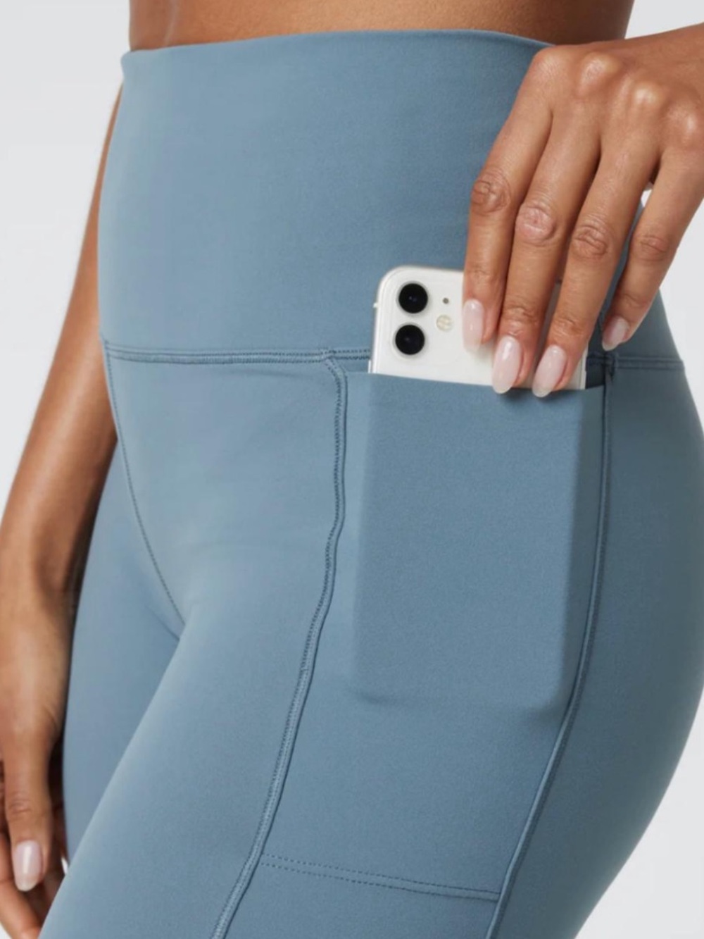 Vuori High-Waist Pocket Shorts in Dusty Blue